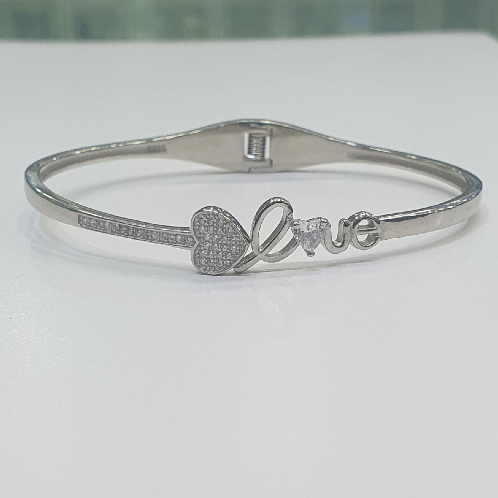 Silver 92.5 Heart Shape Kada