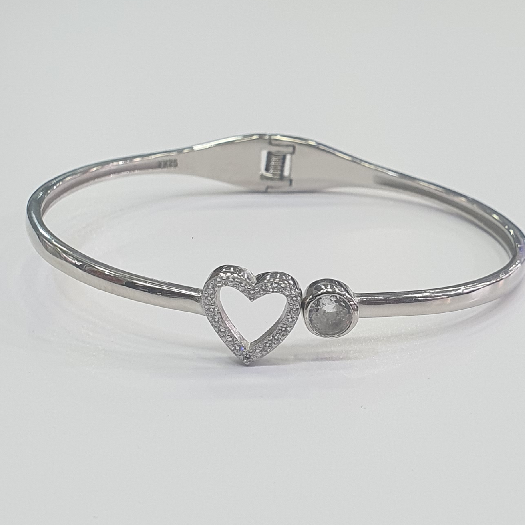 Silver 92.5 heart shape fancy kada