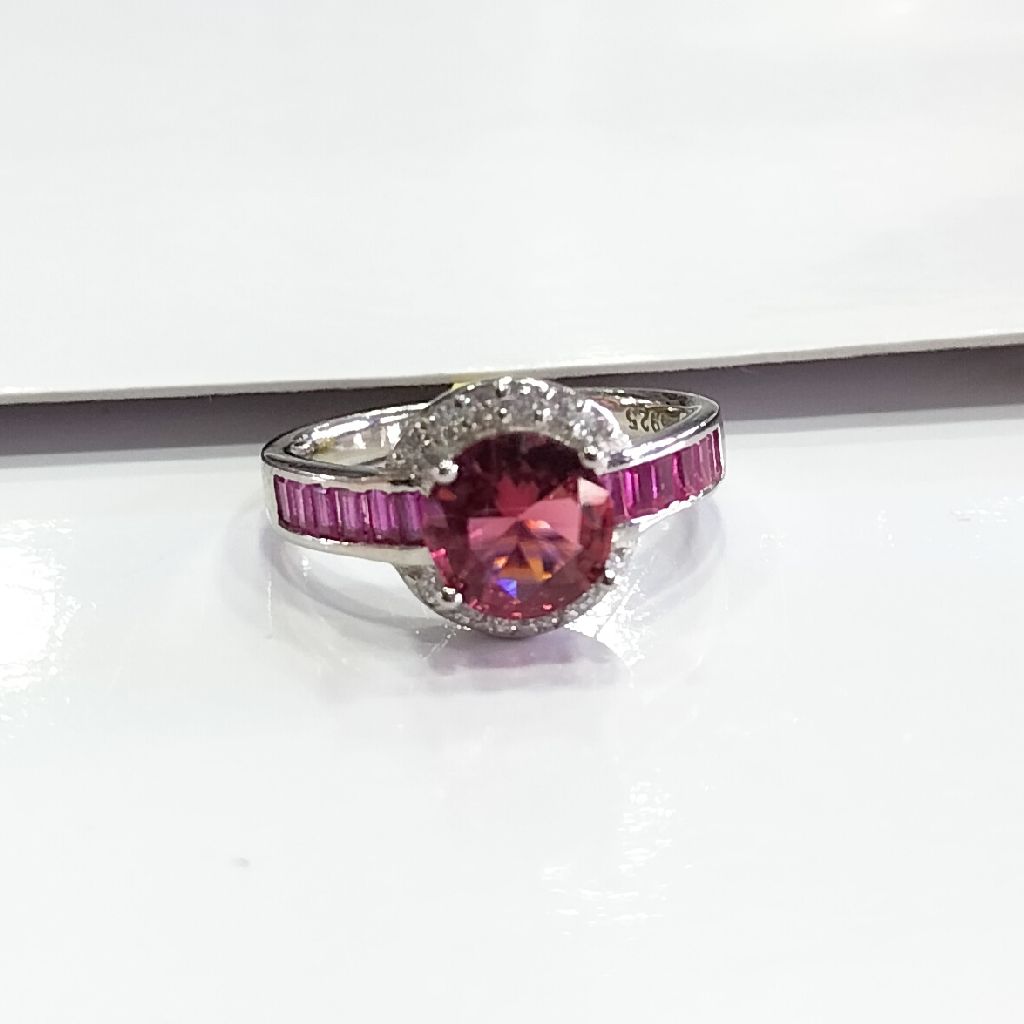 Silver 92.5  Fancy Design Pink Diamond Ladies Ring