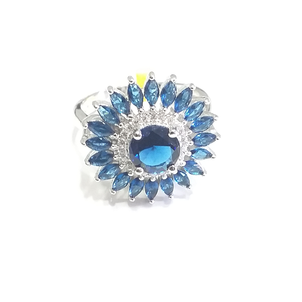 Silver 92.5 Blue Diamond Ladies Ring