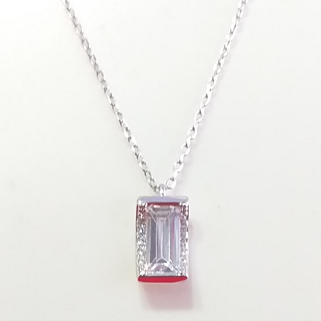 Silver.92.5 White Stone Pendant chain - Image 2