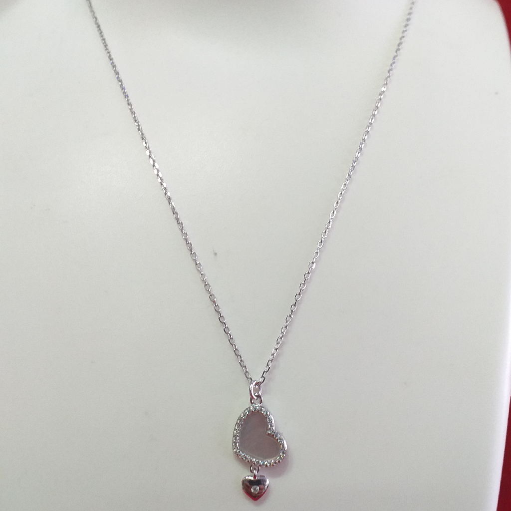 Silver 92.5 Fancy Design Heart Shape Pendant chain