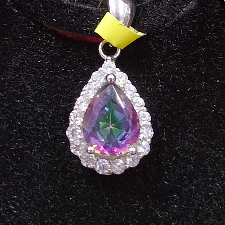 92.5 silver mystic diamond pendant set - Image 2