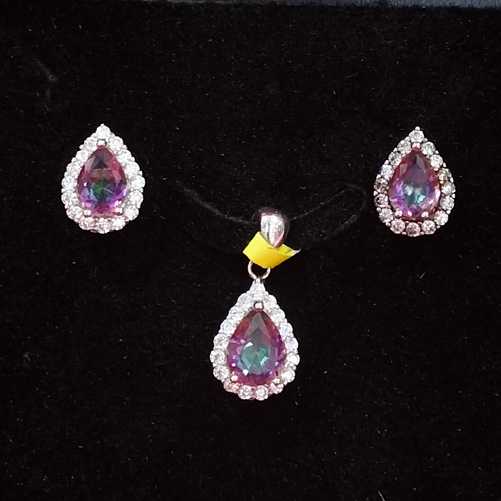 92.5 silver mystic diamond pendant set