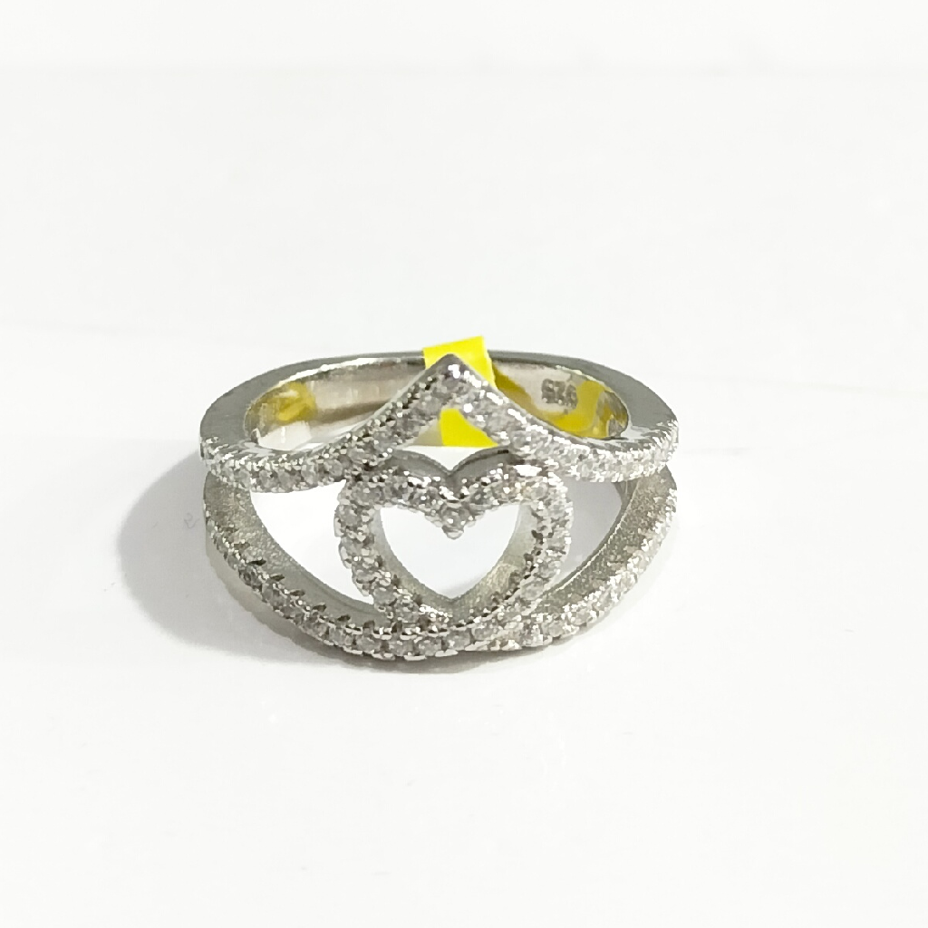 Silver 92.5 Fancy Diamond Heart Shape Ring