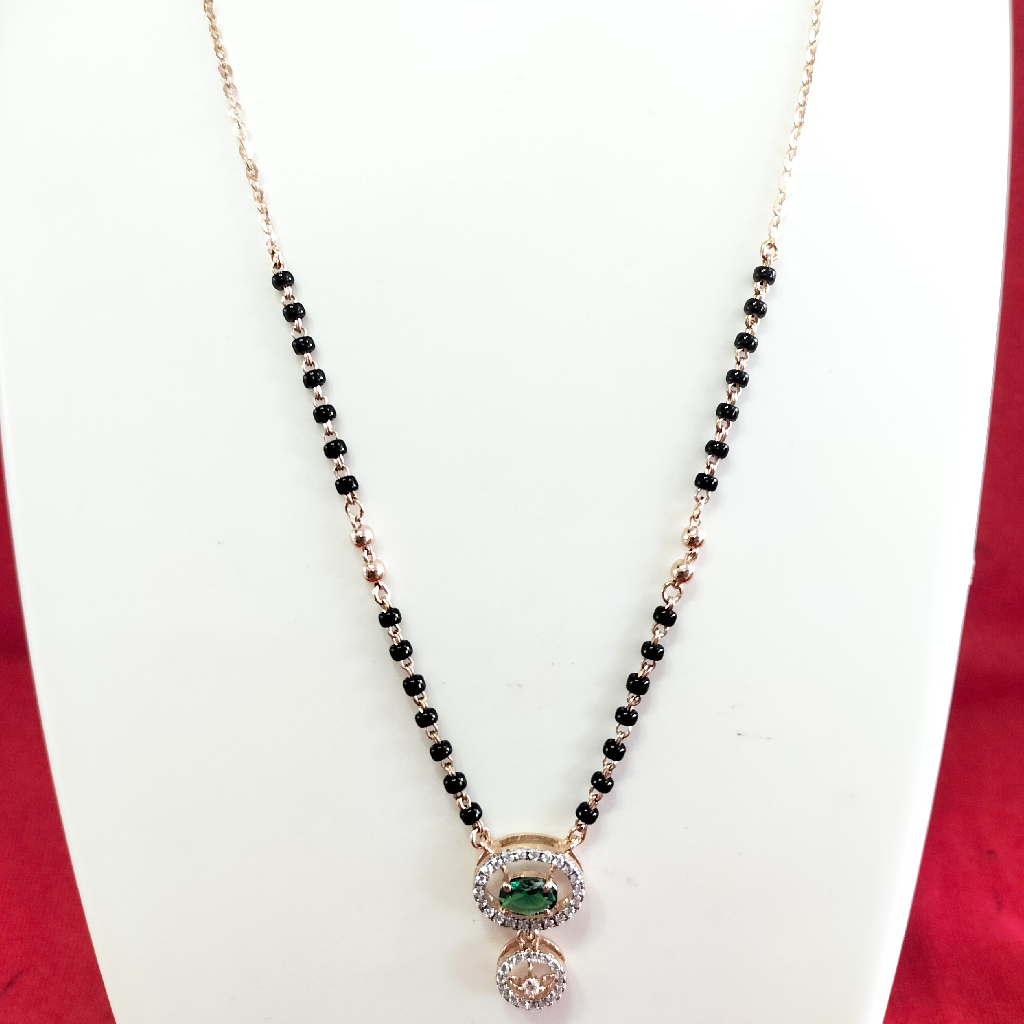 18k Rose Gold Green And White Diamond  Mangalsutra