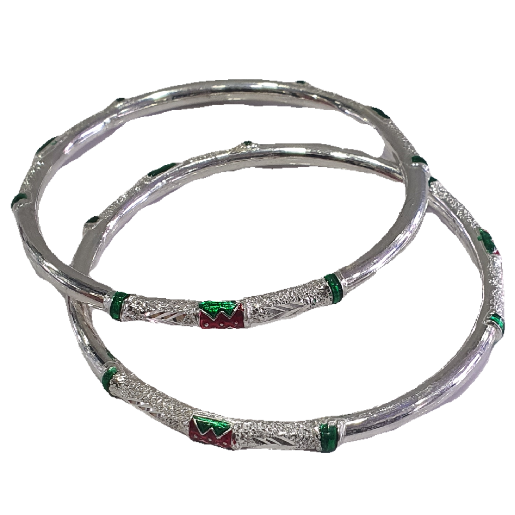 92.5 Silver Red And Green Meena Kadli - Image 2
