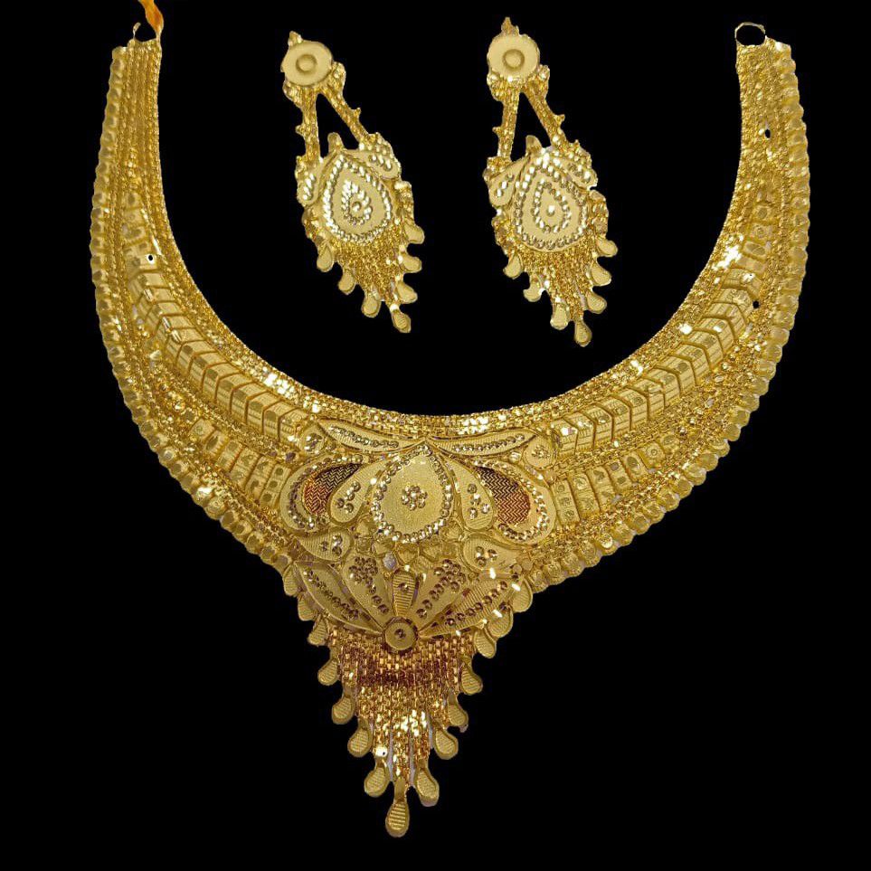 One gram gold simple design kalkkate work necklace