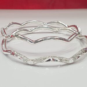 92.5 Silver Fancy Scalloped Design Bangles