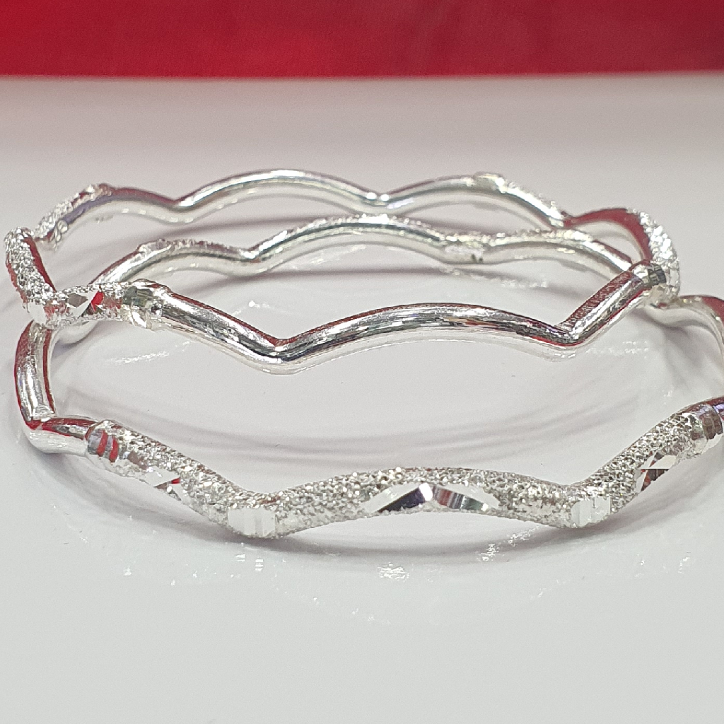 92.5 Silver Fancy Scalloped Design Bangles - Image 2