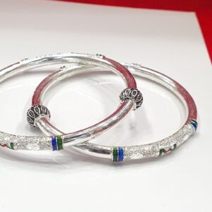 92.5 Silver Meena Casual Fancy Bangles