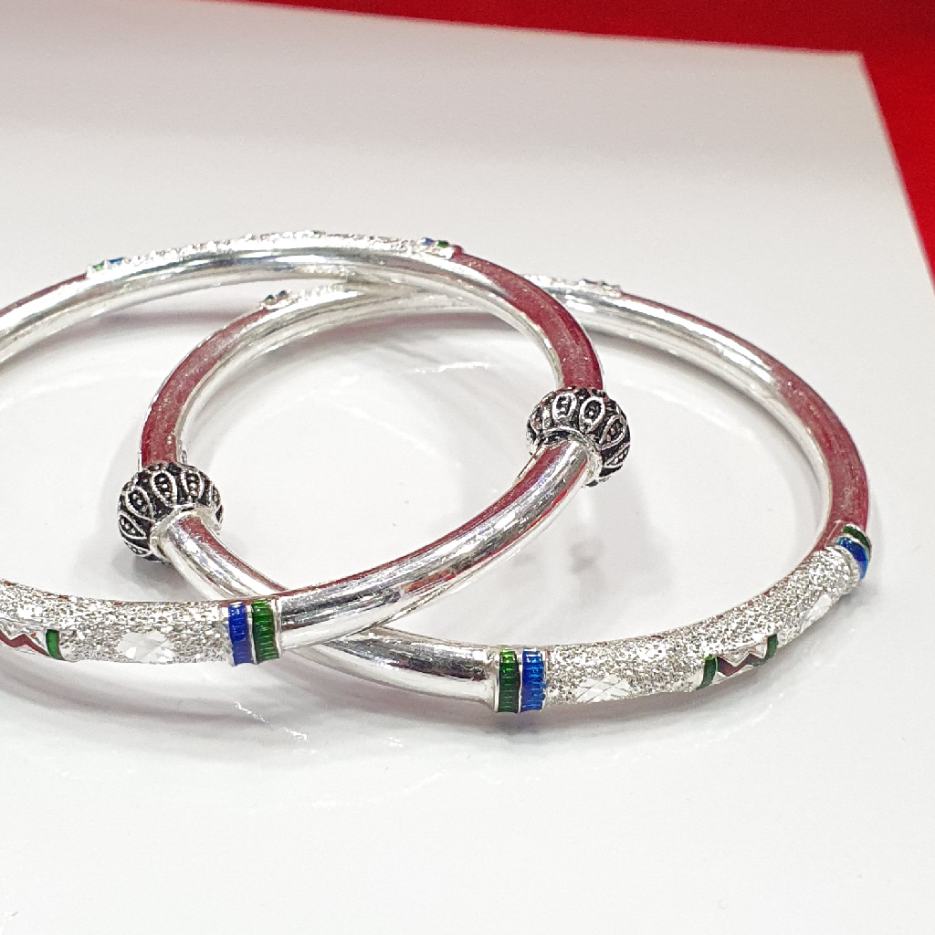 92.5 Silver Meena Casual Fancy Bangles