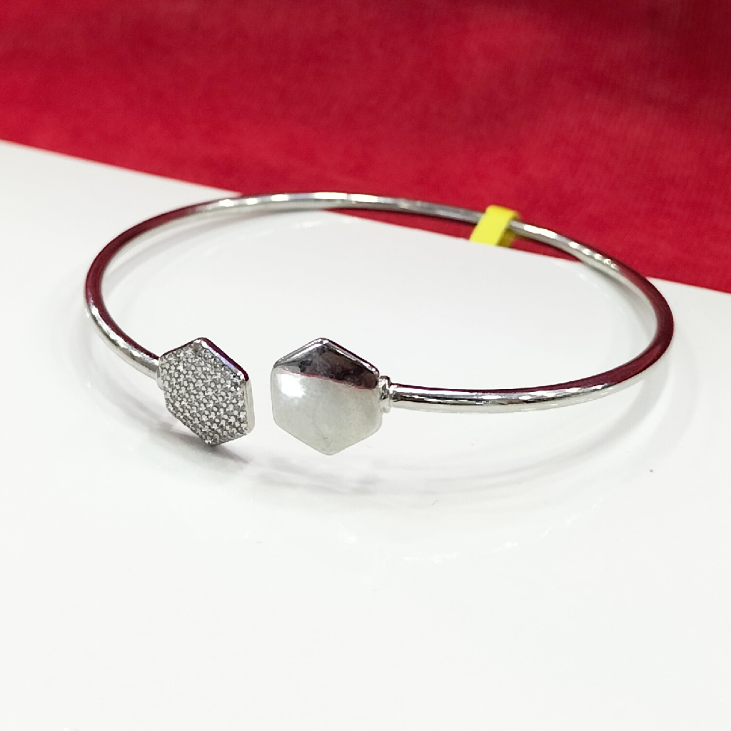 Silver 92.5 Hexagon Diamond Fancy Bangles - Image 2