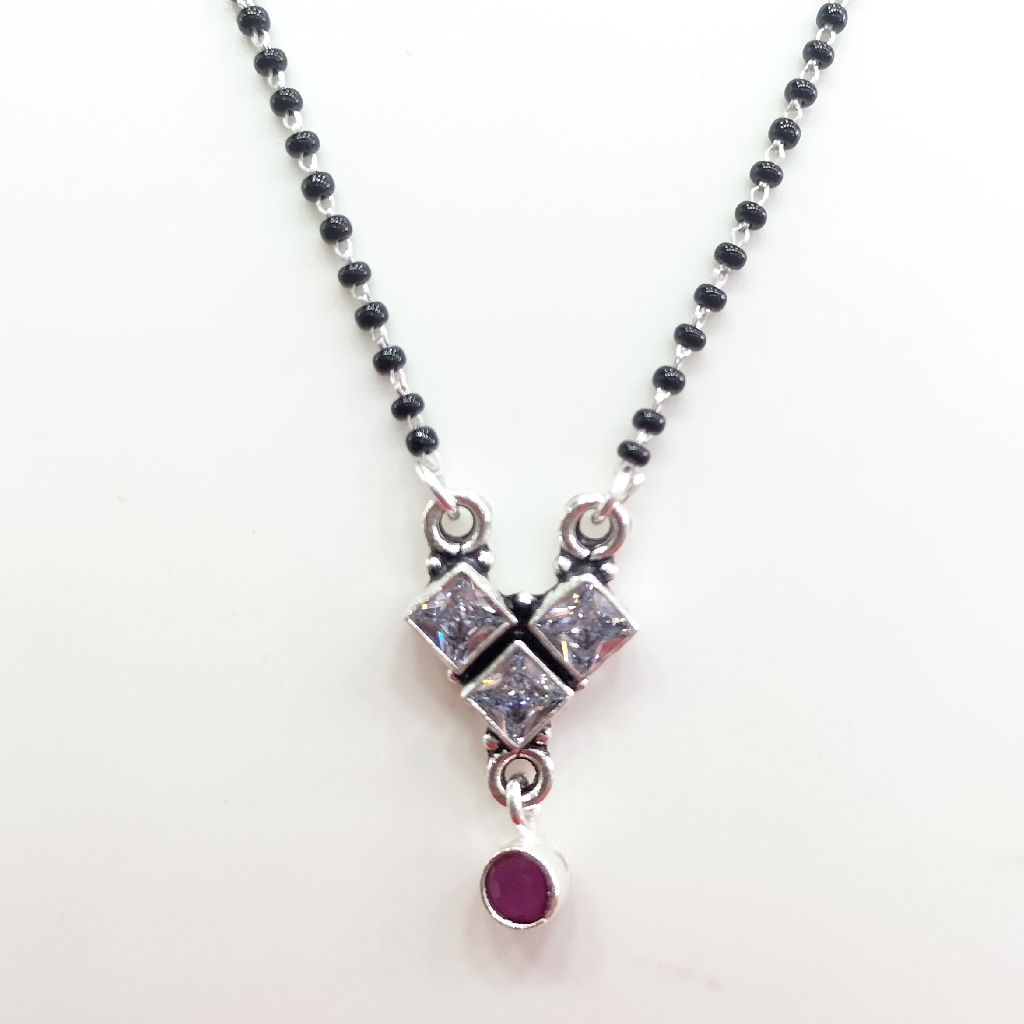 Silver 92.5 White And Red Mangalsutra - Image 2