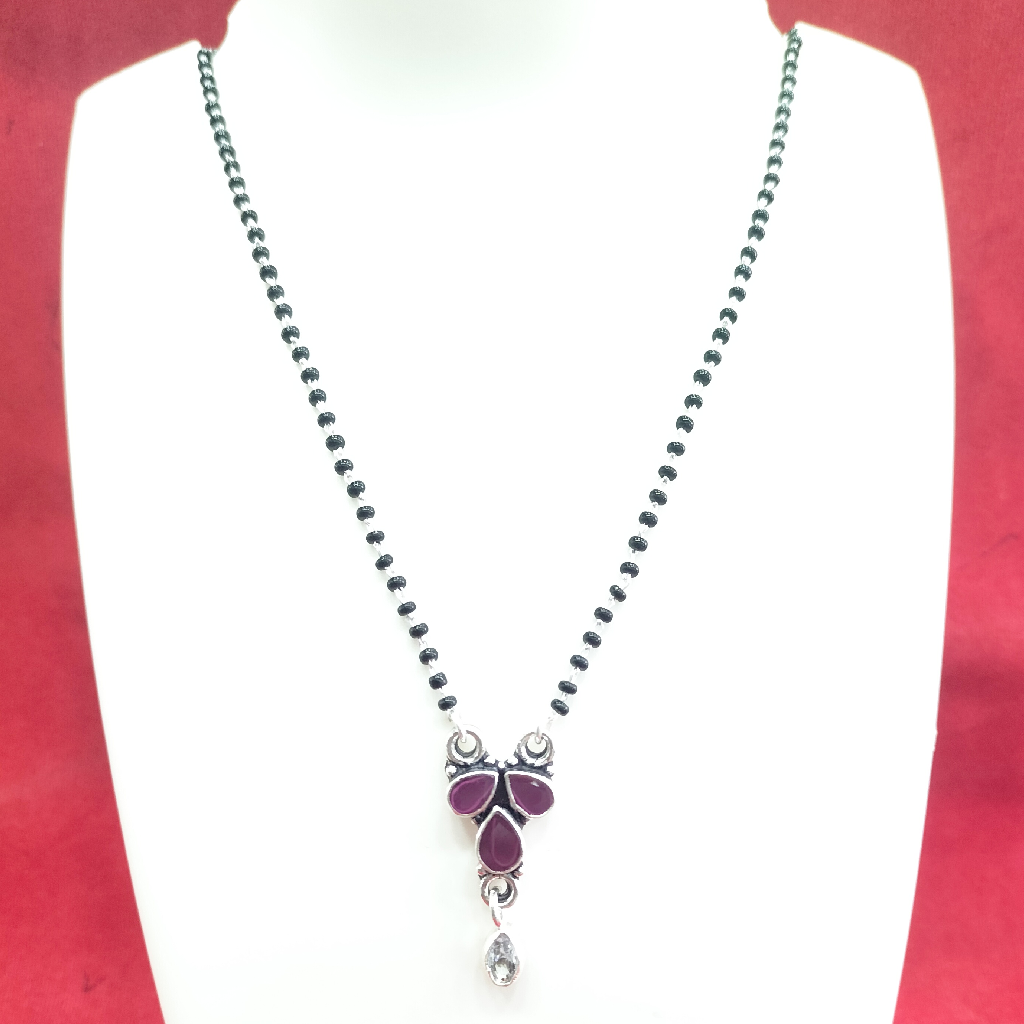 Silver 925 Red Diamond Fancy Ladies Mangalsutra