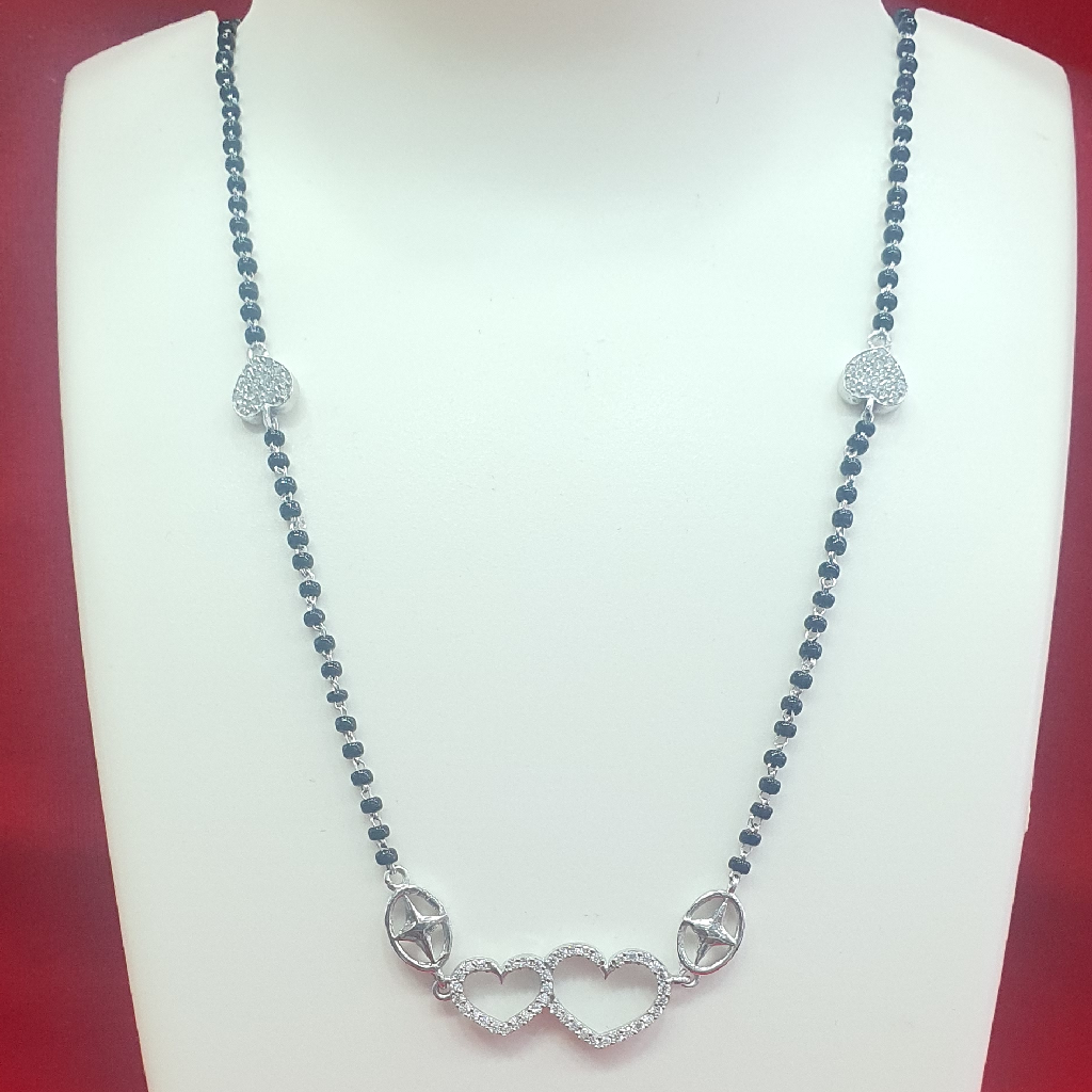 Silver 92.5 Heart Shape Diamond Fancy Mangalsutra