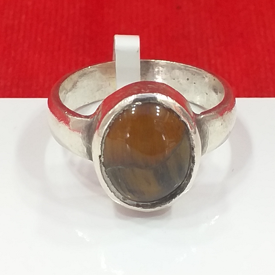 Silver tiger stone gents ring