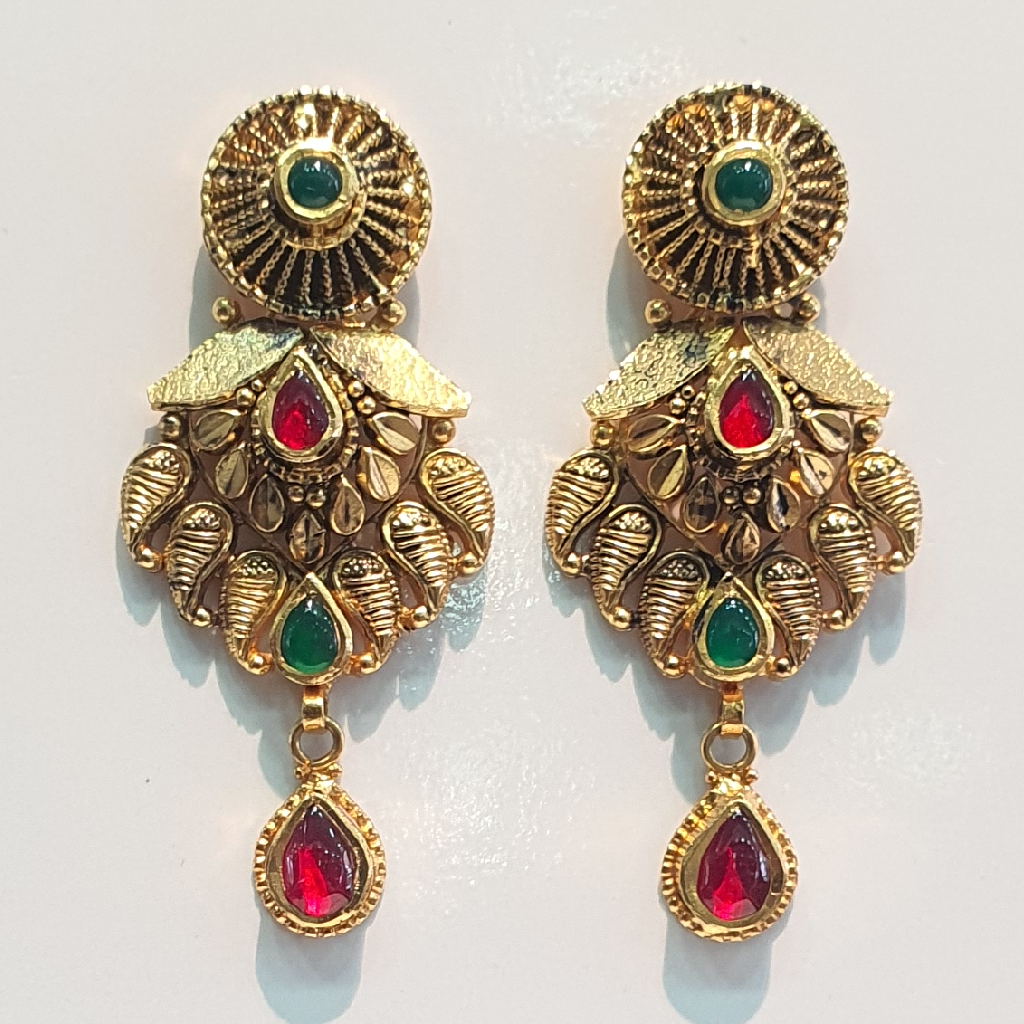 22k antique long earrings fancy design