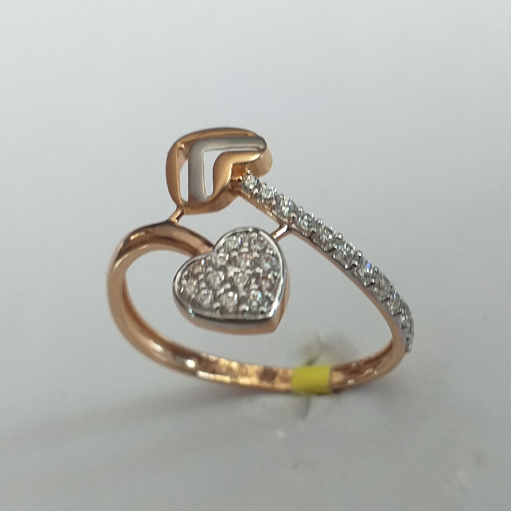 18 K Rose Gold Heart & Diamond's Design Ring for Women