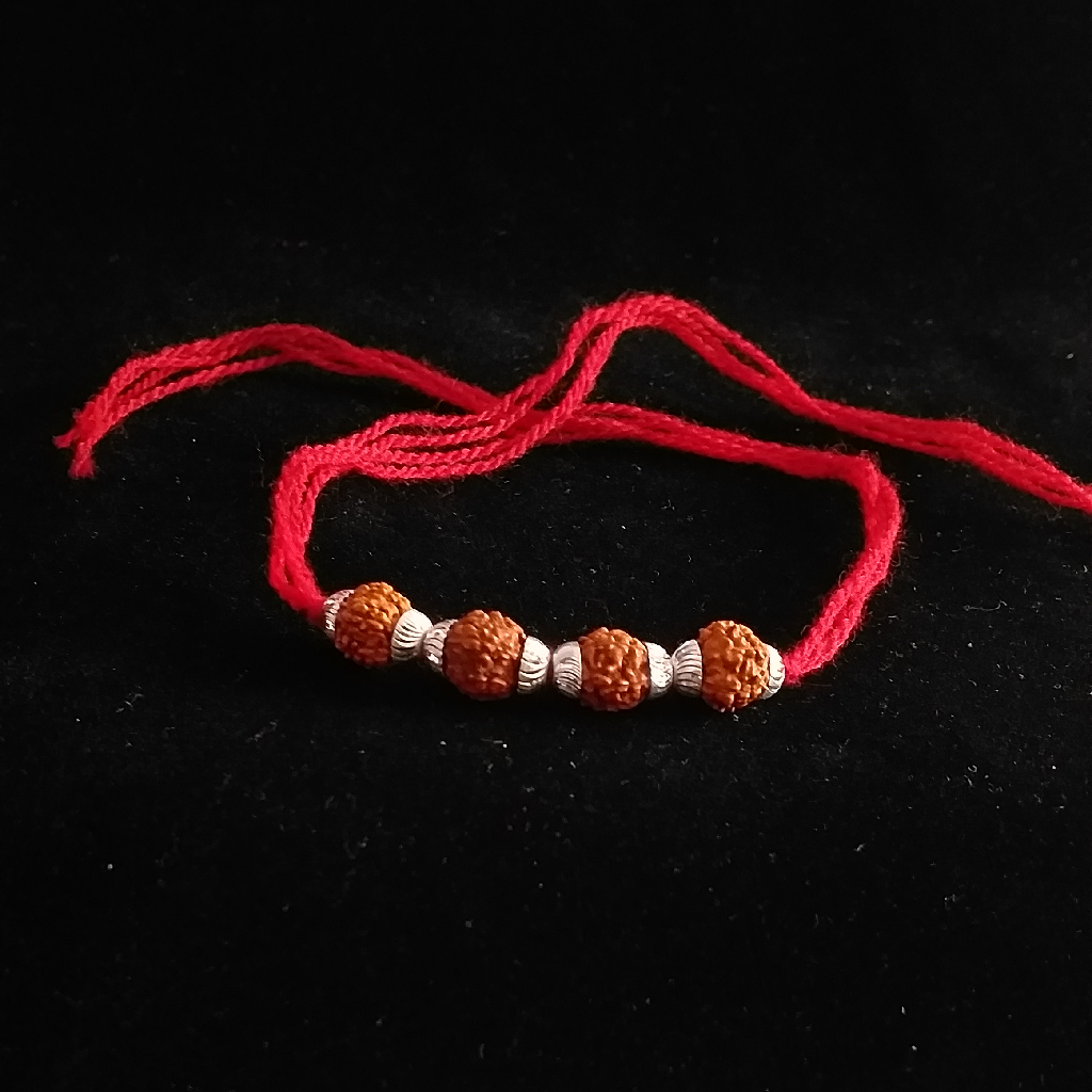 Silver FOUR Rudraksh Rakhi