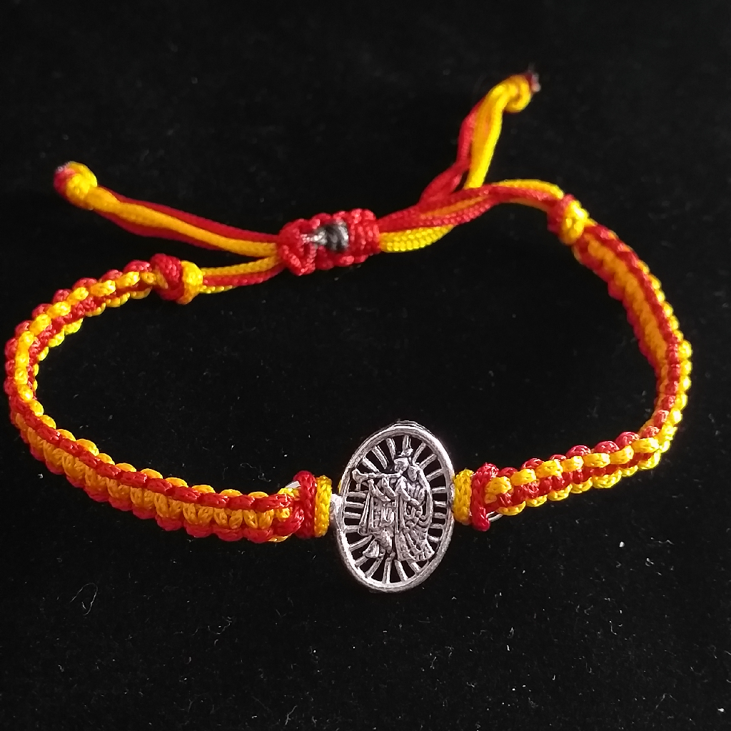 Silver Radhe Krishna Design Rakhi