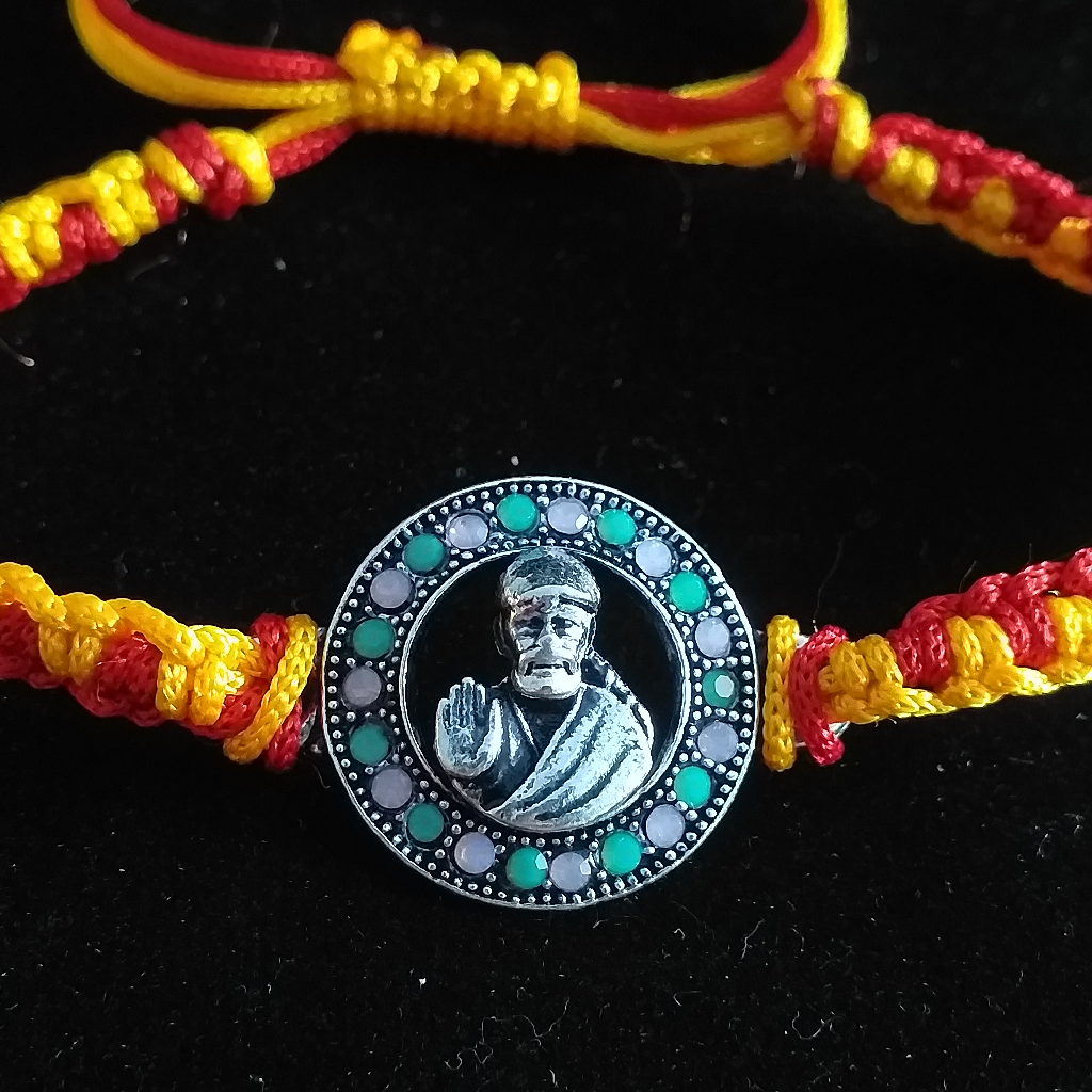 Silver Saibaba Design Rakhi - Image 2