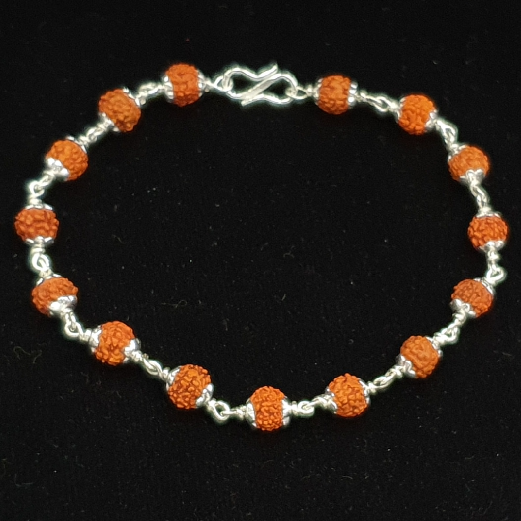 Silver Singale Line Simple Rudrax Rakhi
