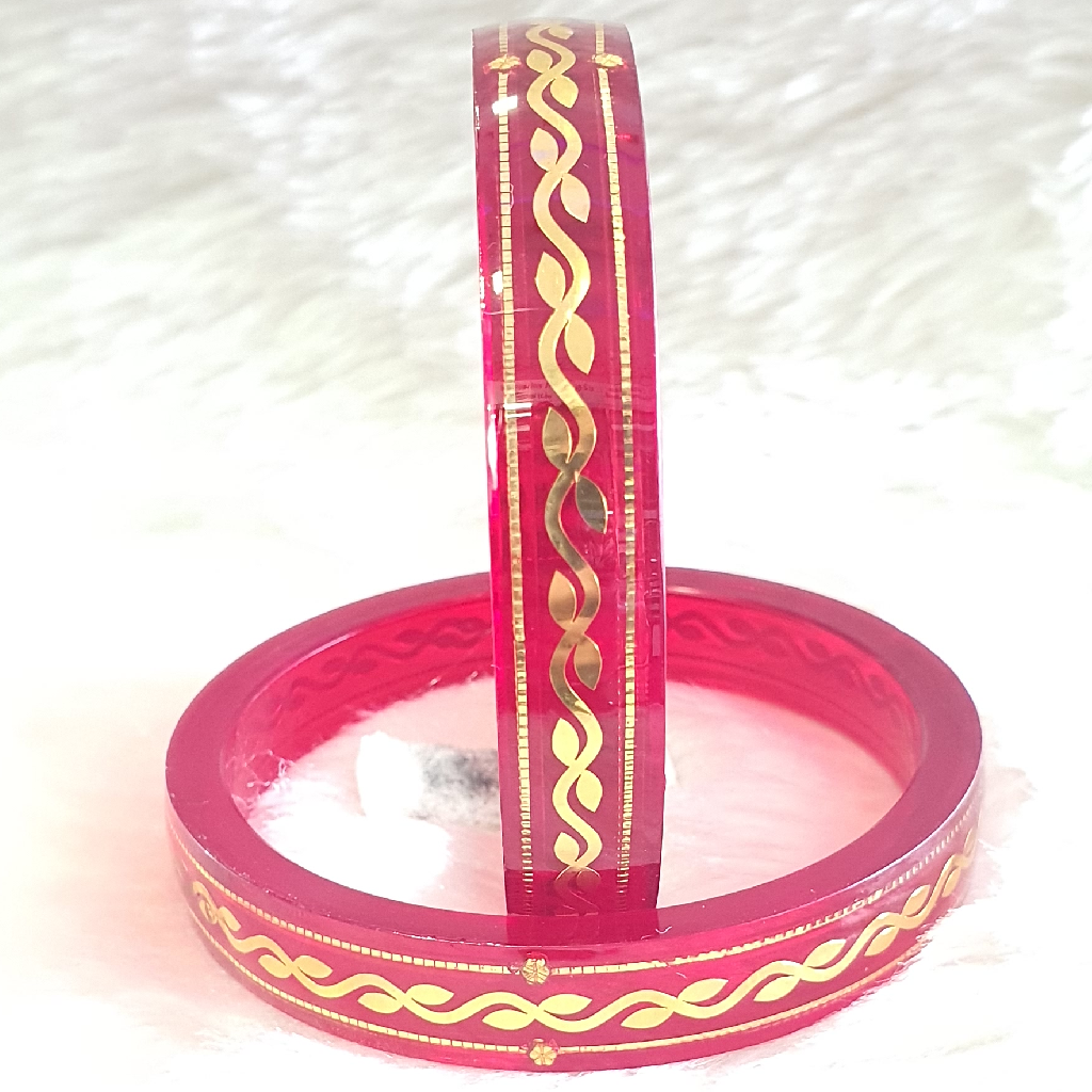 Gold red fancy bangles