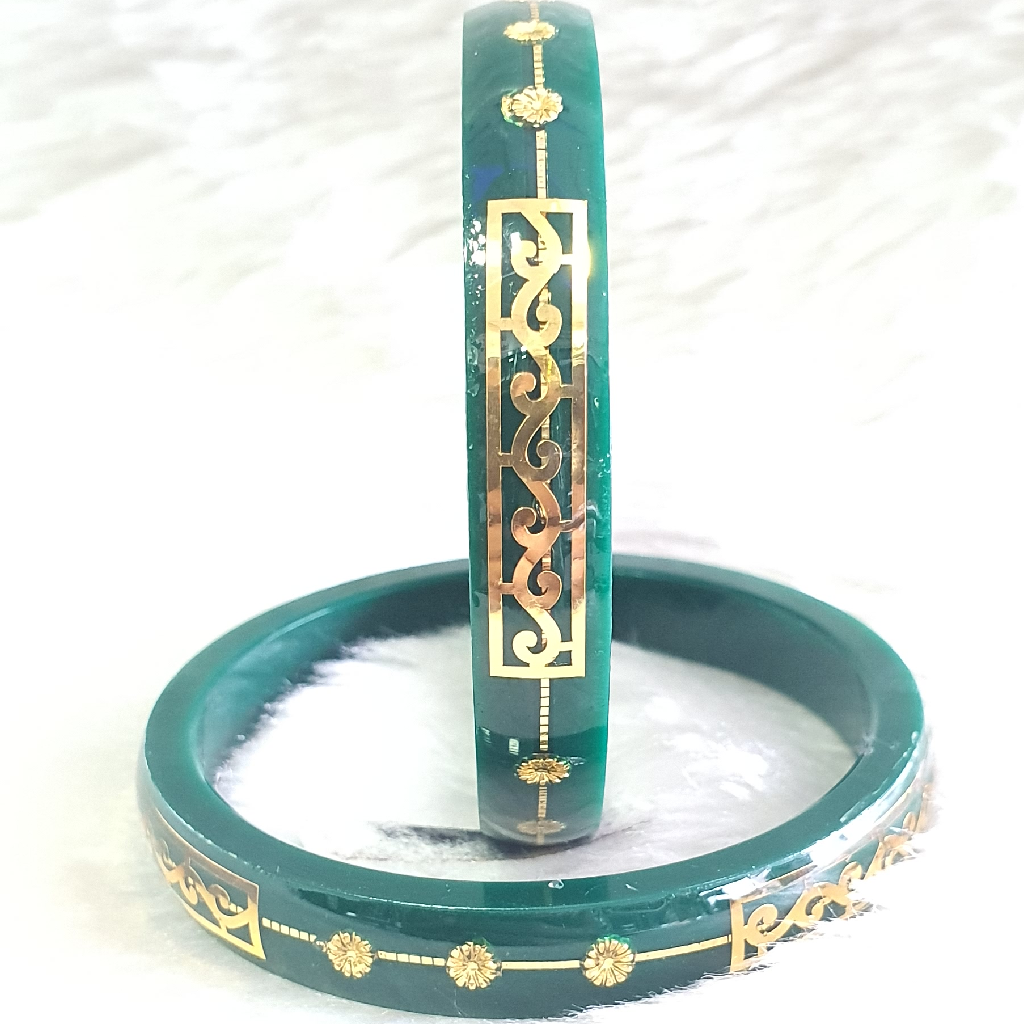 Gold Green Fancy Bangles