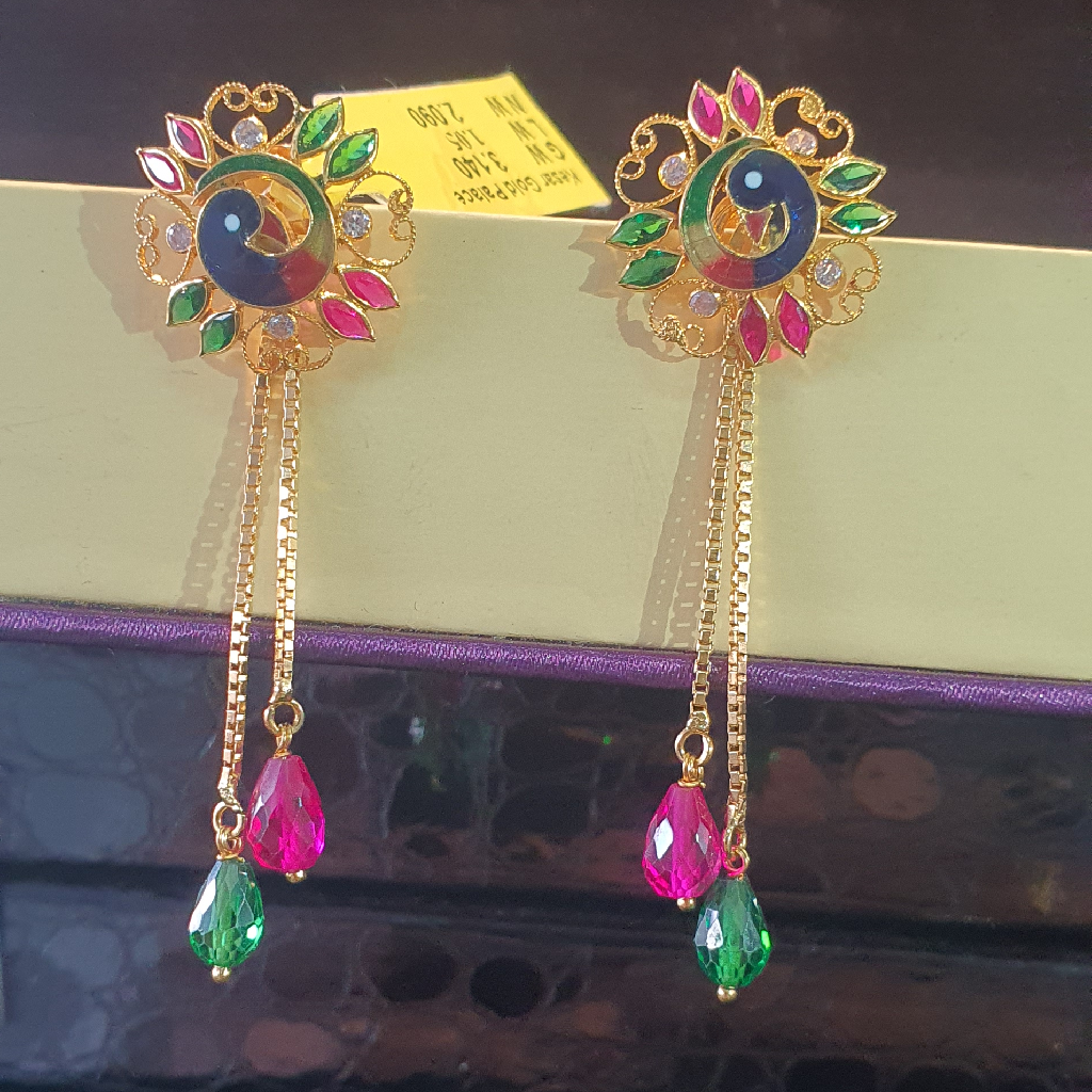 91.6 peacock design neelam stone earrings