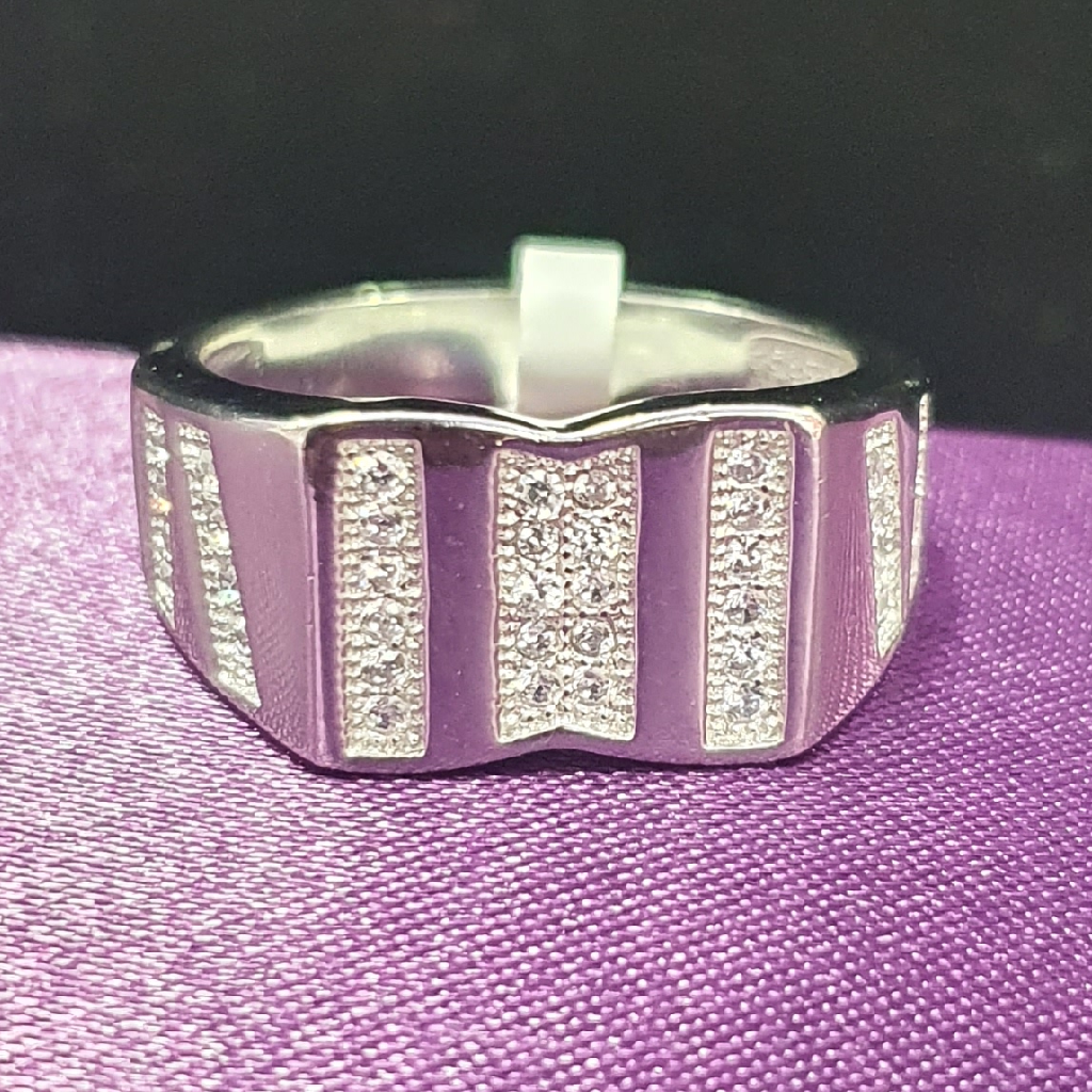 925 white diamond fancy gents ring