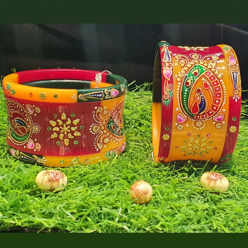 Gold marriage chudi tirnga colours Bangle