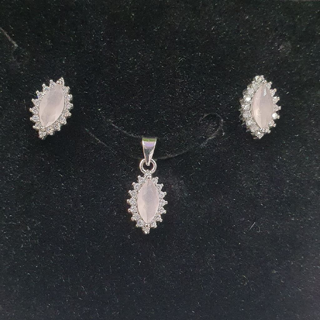 925 silver mini Signal stone Pendant Set