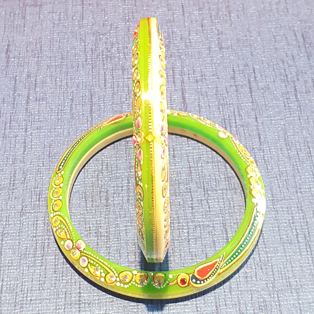 Gold Green And White Peacock Design Chudi