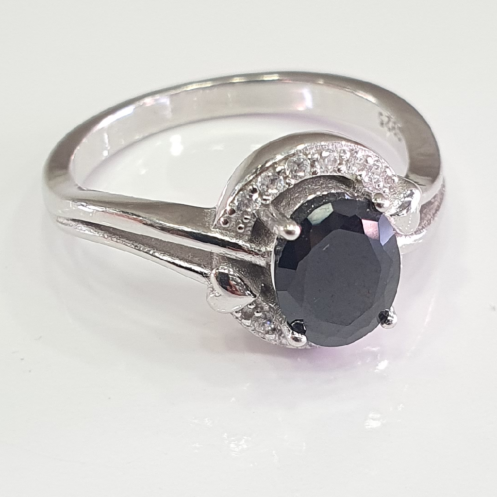925 Silver Black Stone Ring
