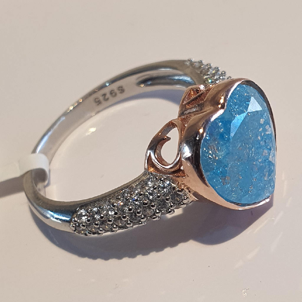 925 silver bluestone heart shape ladies ring - Image 2
