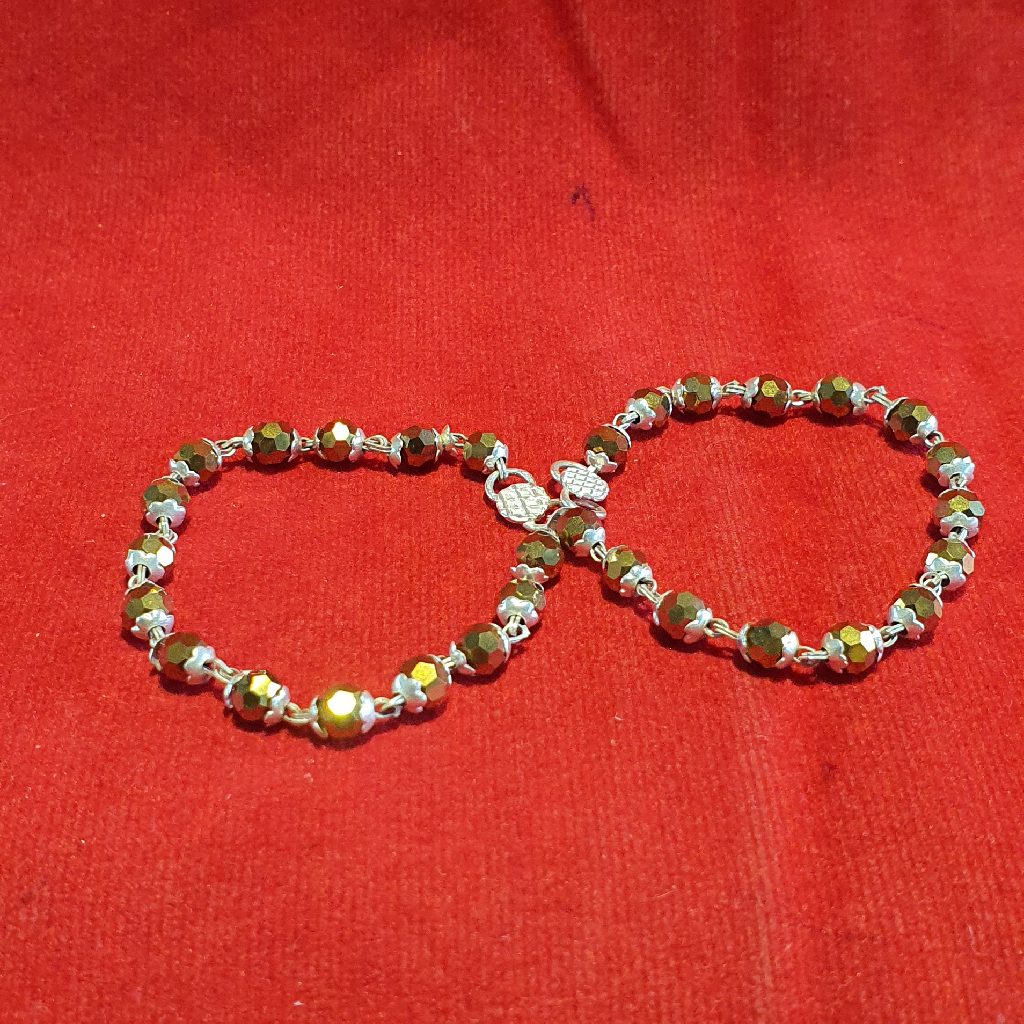 Silver yellow moti fancy Nazariya Bracelet