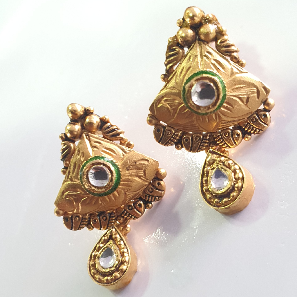 22 k antique earring plain gold jewellery for women