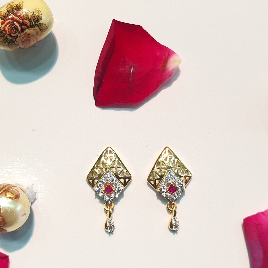 22.k white and red earrings beautifull design