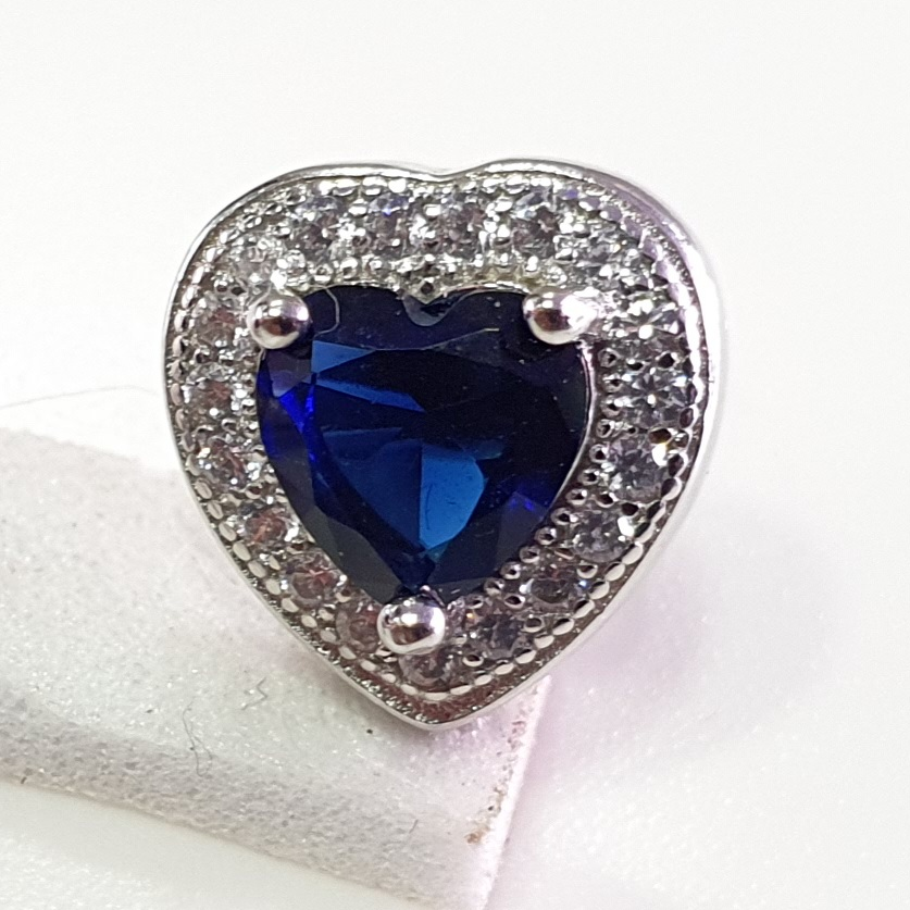 925 Sterling Silver Dark Blue Earrings Mini Diamond - Image 3