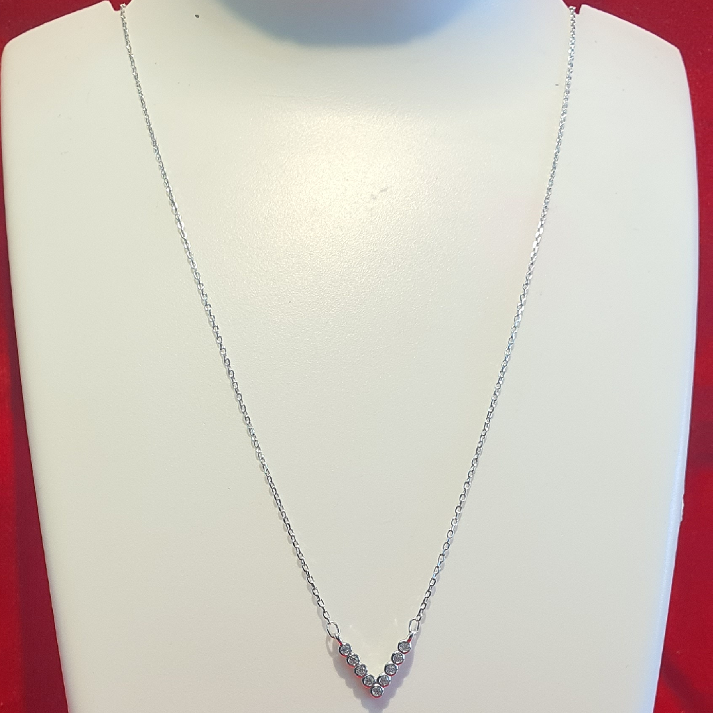 Simple v initial necklace with tiny cubic zirconia pendant chain