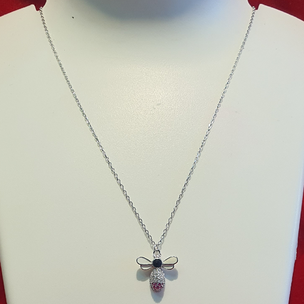 Cubic zirconia honey bee pendant with chain