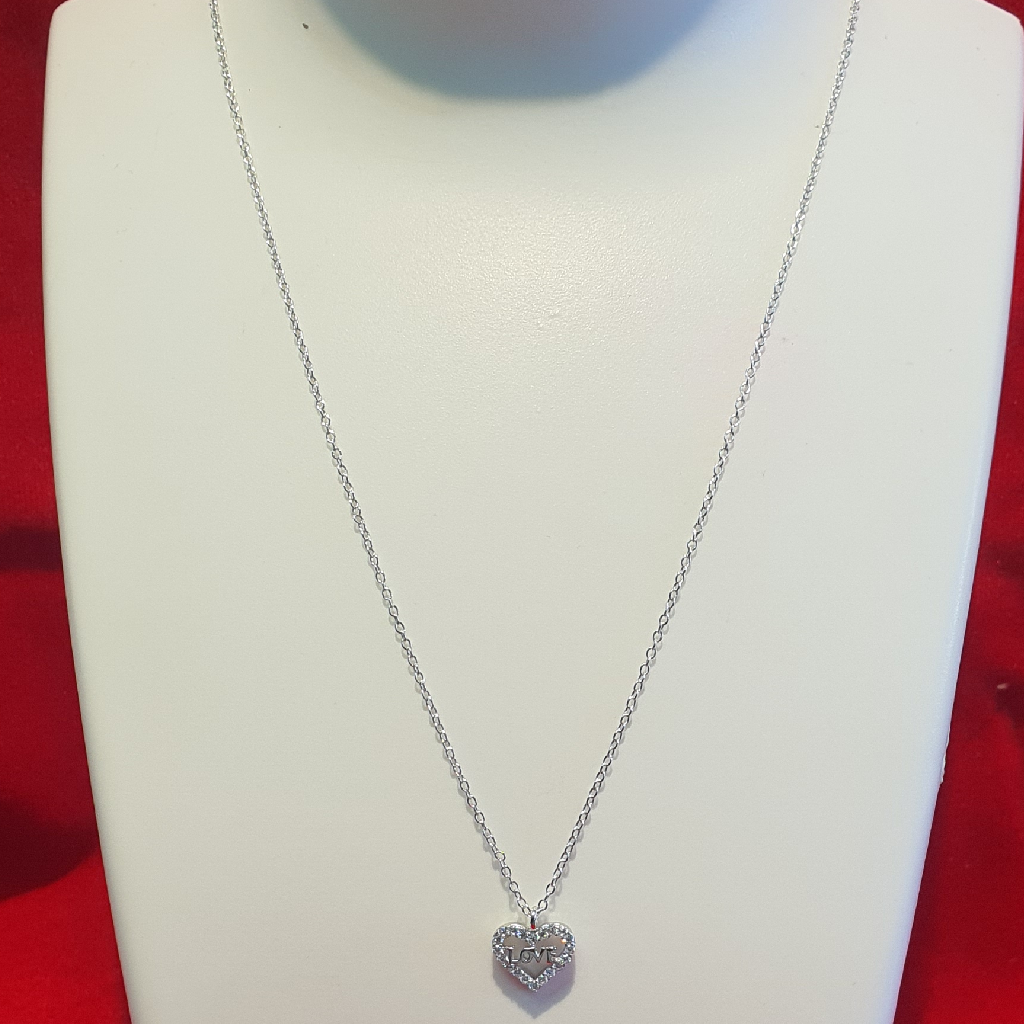 Swarovski crystal heart silver chain pendant