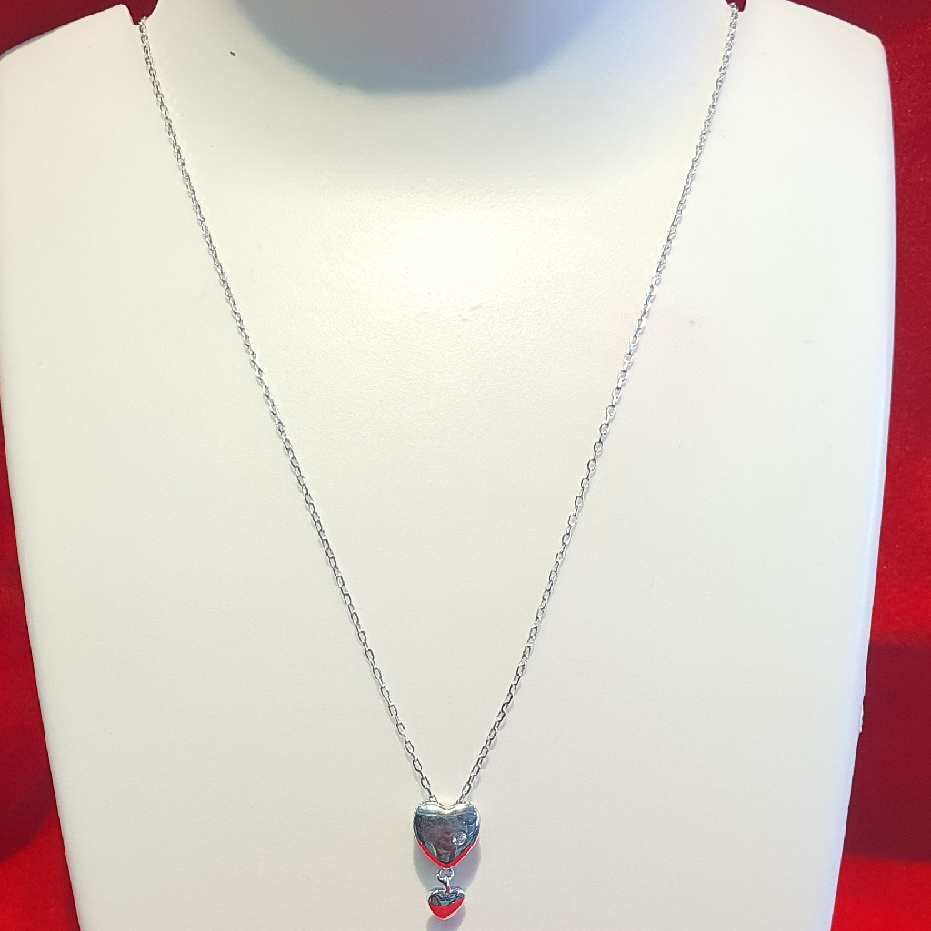 Double heart sterling pendant chain