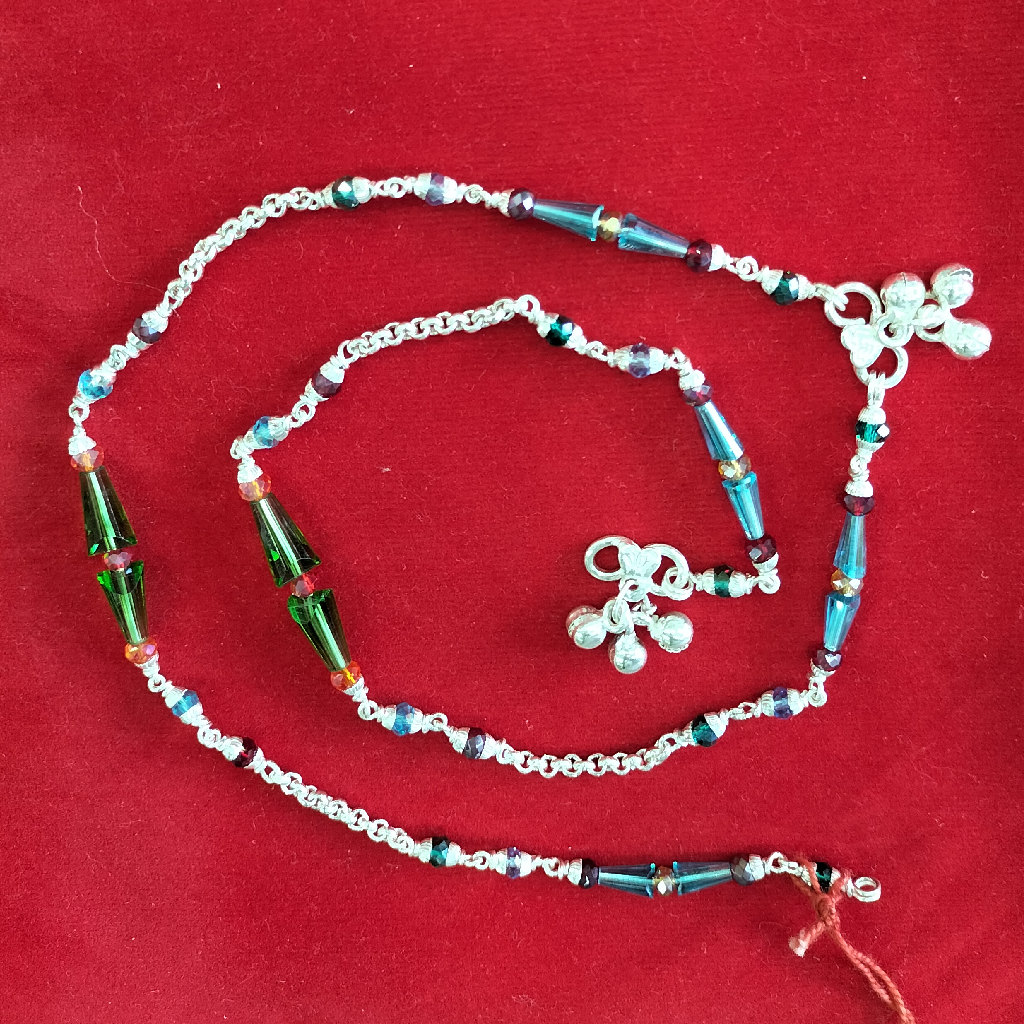 Silver colorful moti payal