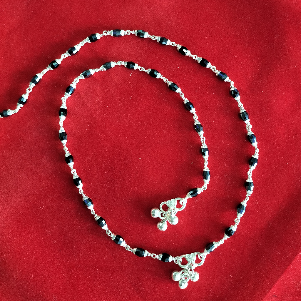 Silver black moti payal