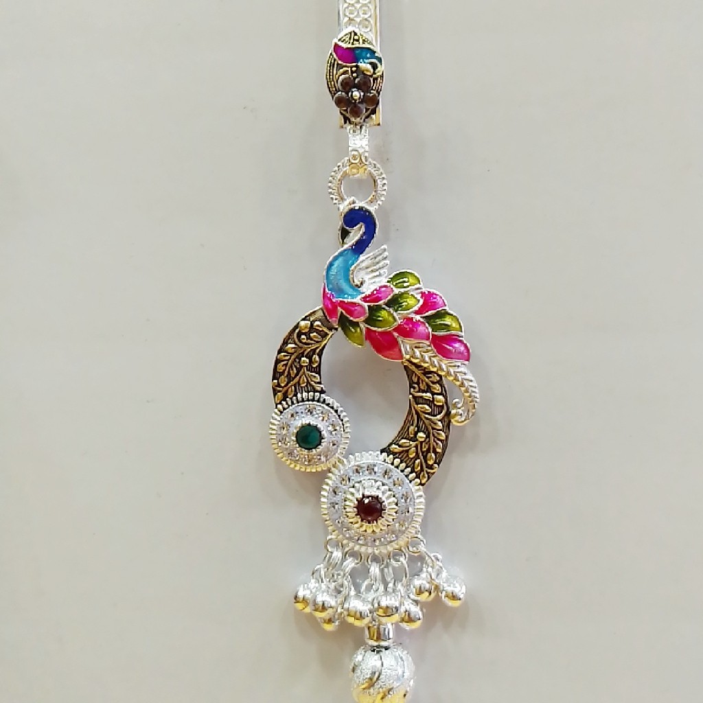 silver Peacock design with meenakari juda