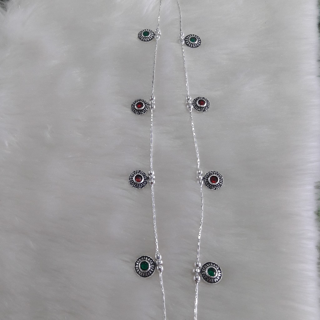 Silver ruby stone payal