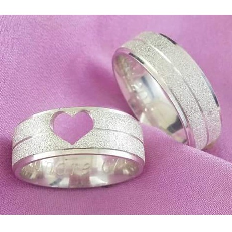 925 Silver Heart Shape Couple Band