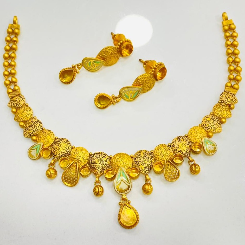 916 Gold Fancy Necklace Set For Wedding